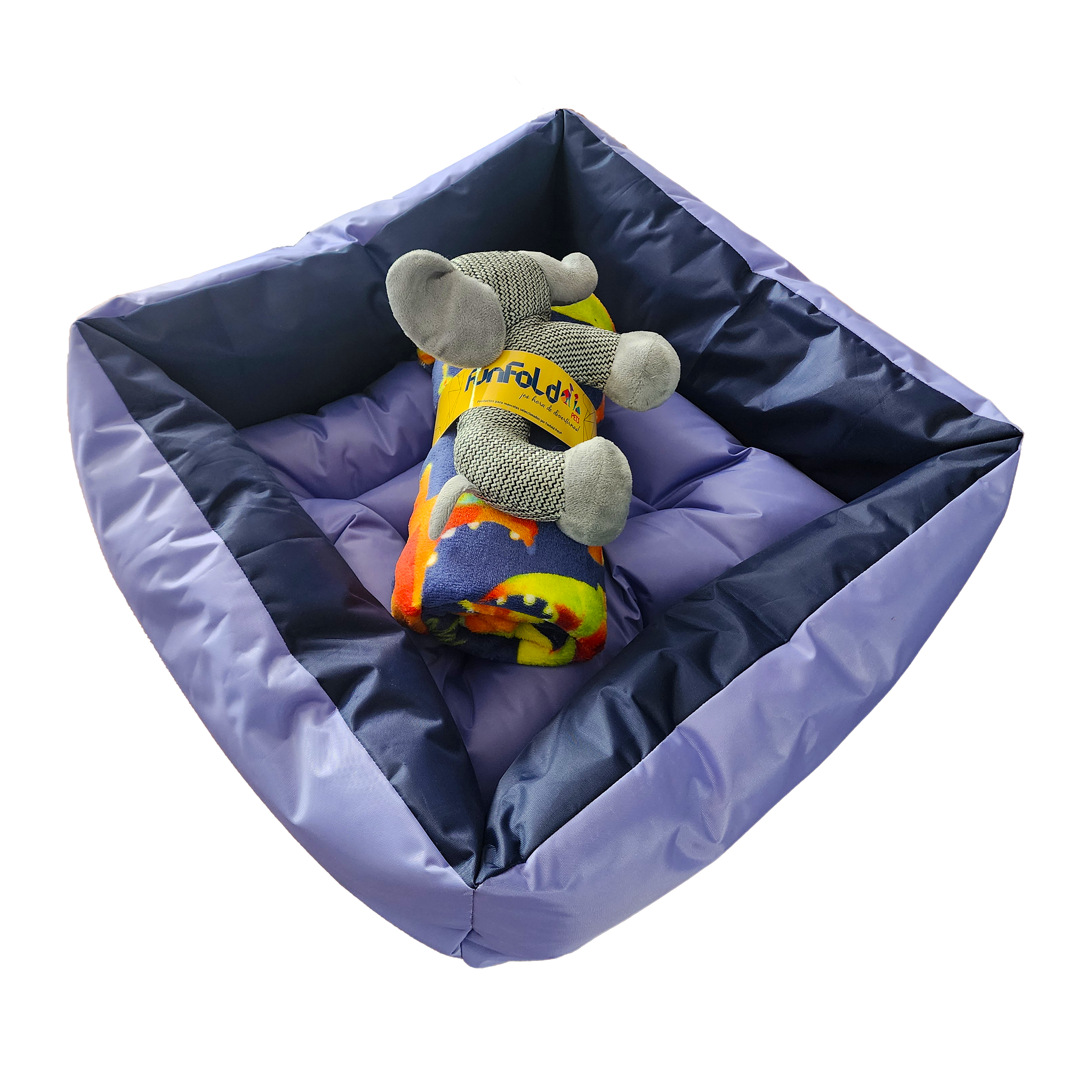 Set de cama, mantita y peluche. Personalizada con el nombre de tu peludo.