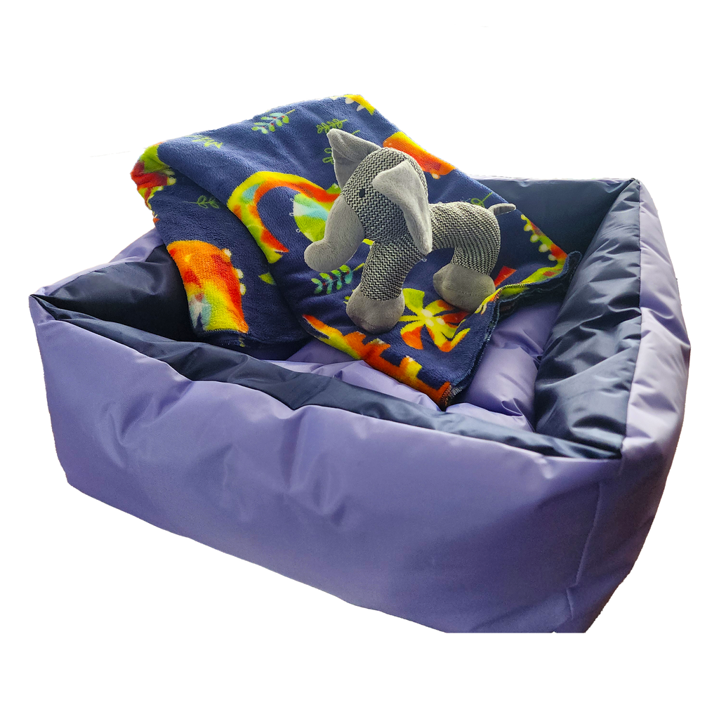 Set de cama, mantita y peluche. Personalizada con el nombre de tu peludo.