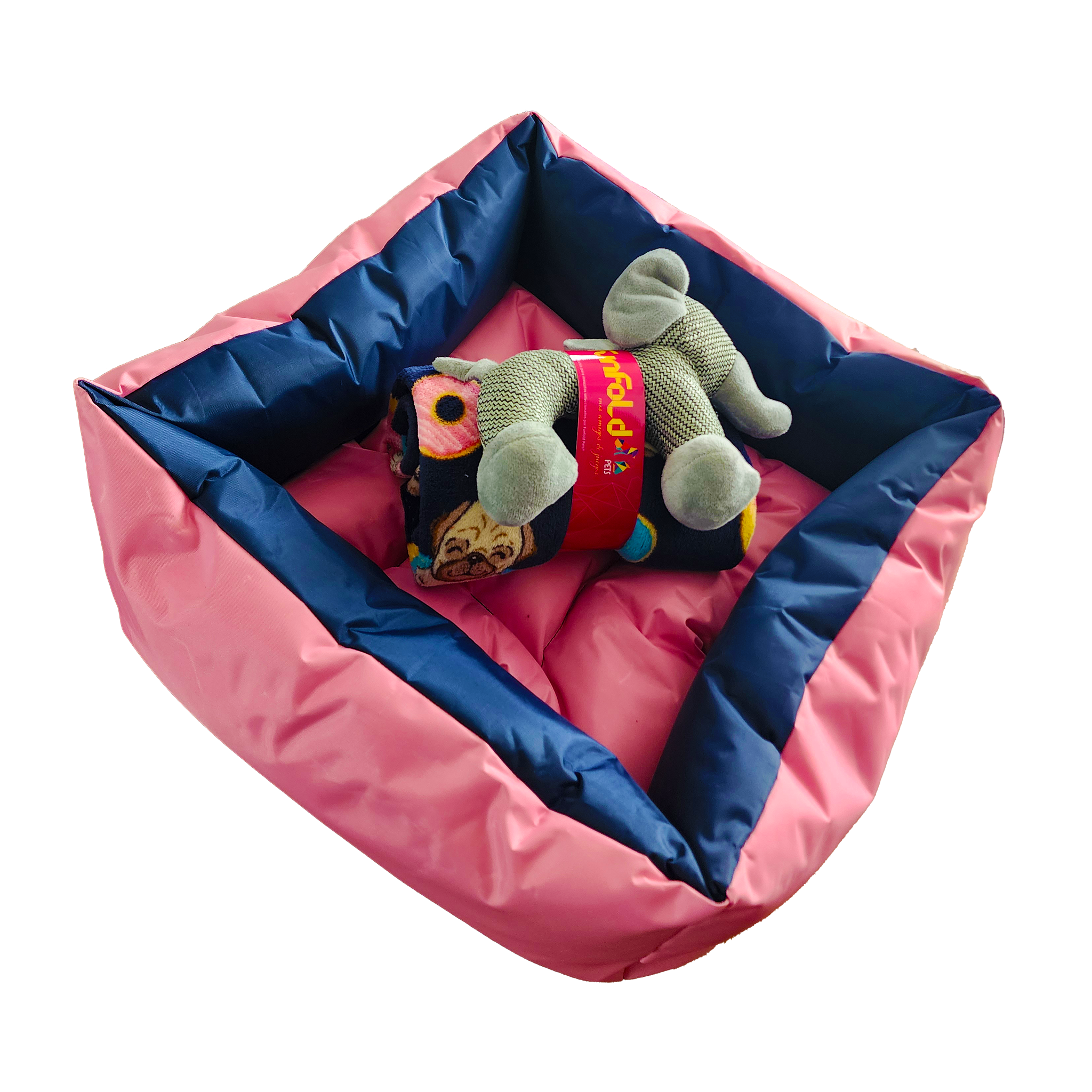 Set de cama, mantita y peluche. Personalizada con el nombre de tu peludo.