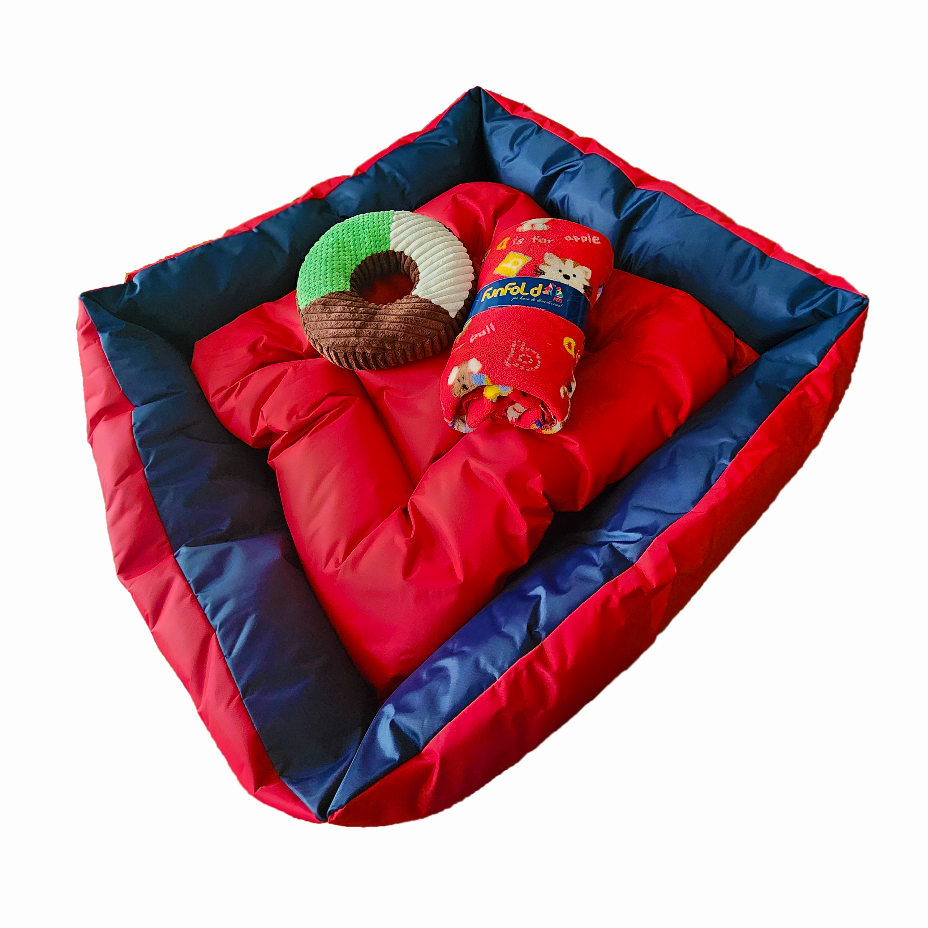 Set de cama, mantita y peluche. Personalizada con el nombre de tu peludo.